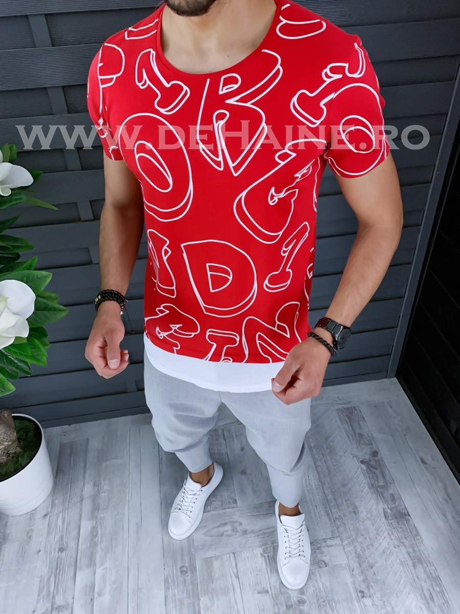 Tricou barbati rosu slim fit zr b1010 m5-2